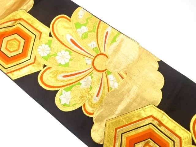 JAPANESE KIMONO / ANTIQUE FUKURO OBI / SILK / WOVEN KIKKO PATTERN